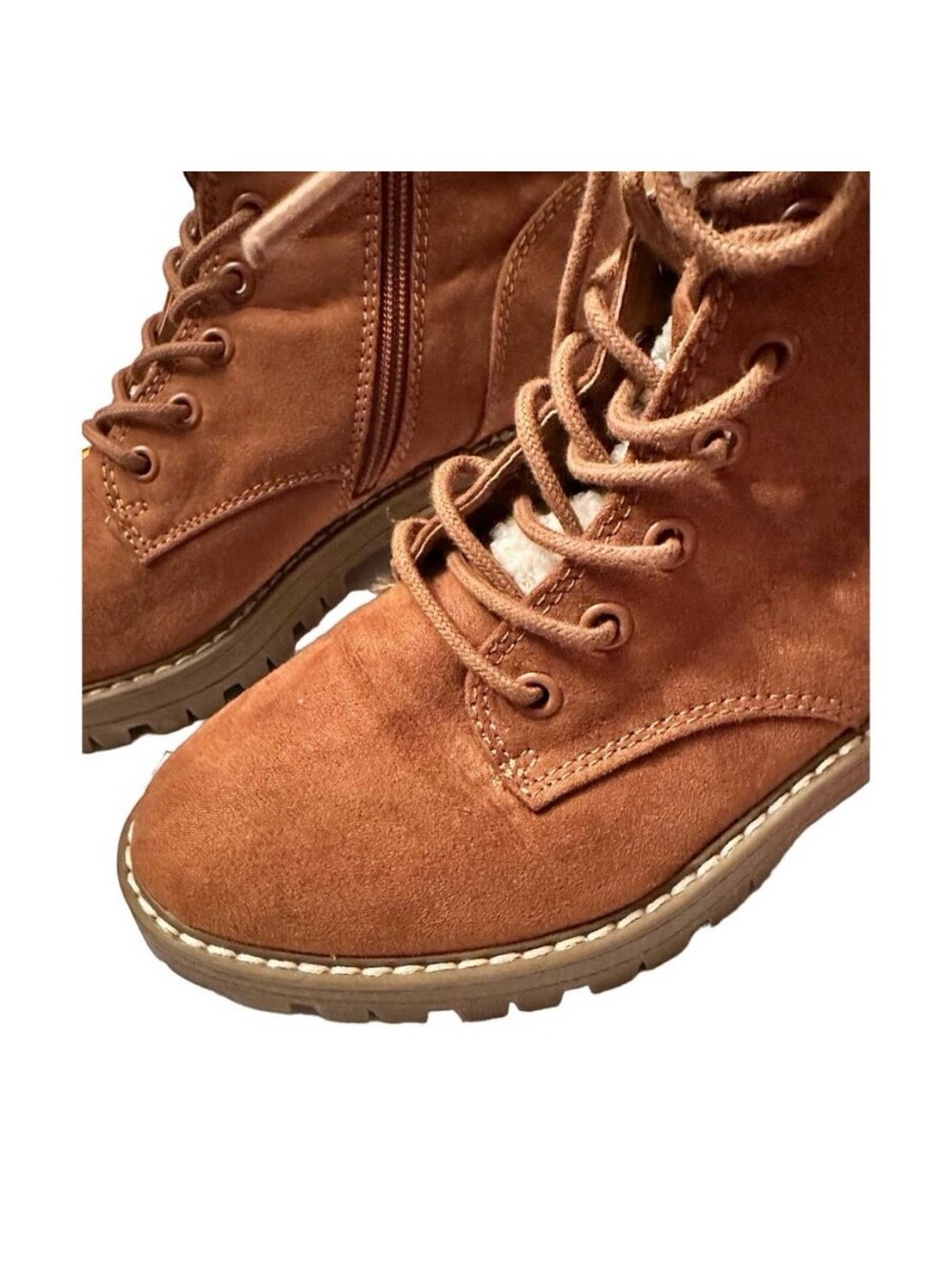 Universal Thread Brown Lace-Up Faux-Shearling Ankle Boots - Picture 5 of 5